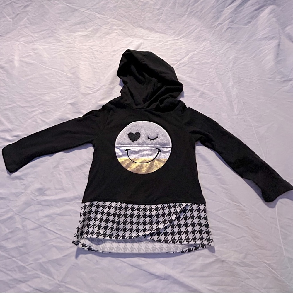 Garanimals Toddler 3T Girls Smiley Emoji Hooded Long Sleeve Shiny Holographic